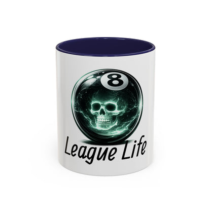 League Life 8-Ball Skull Accent Coffee Mug – Billiards Player Gift