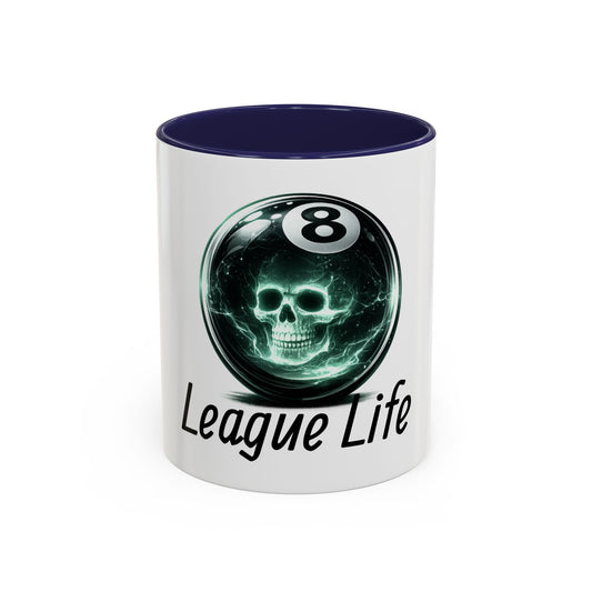 League Life 8-Ball Skull Accent Coffee Mug – Billiards Player Gift