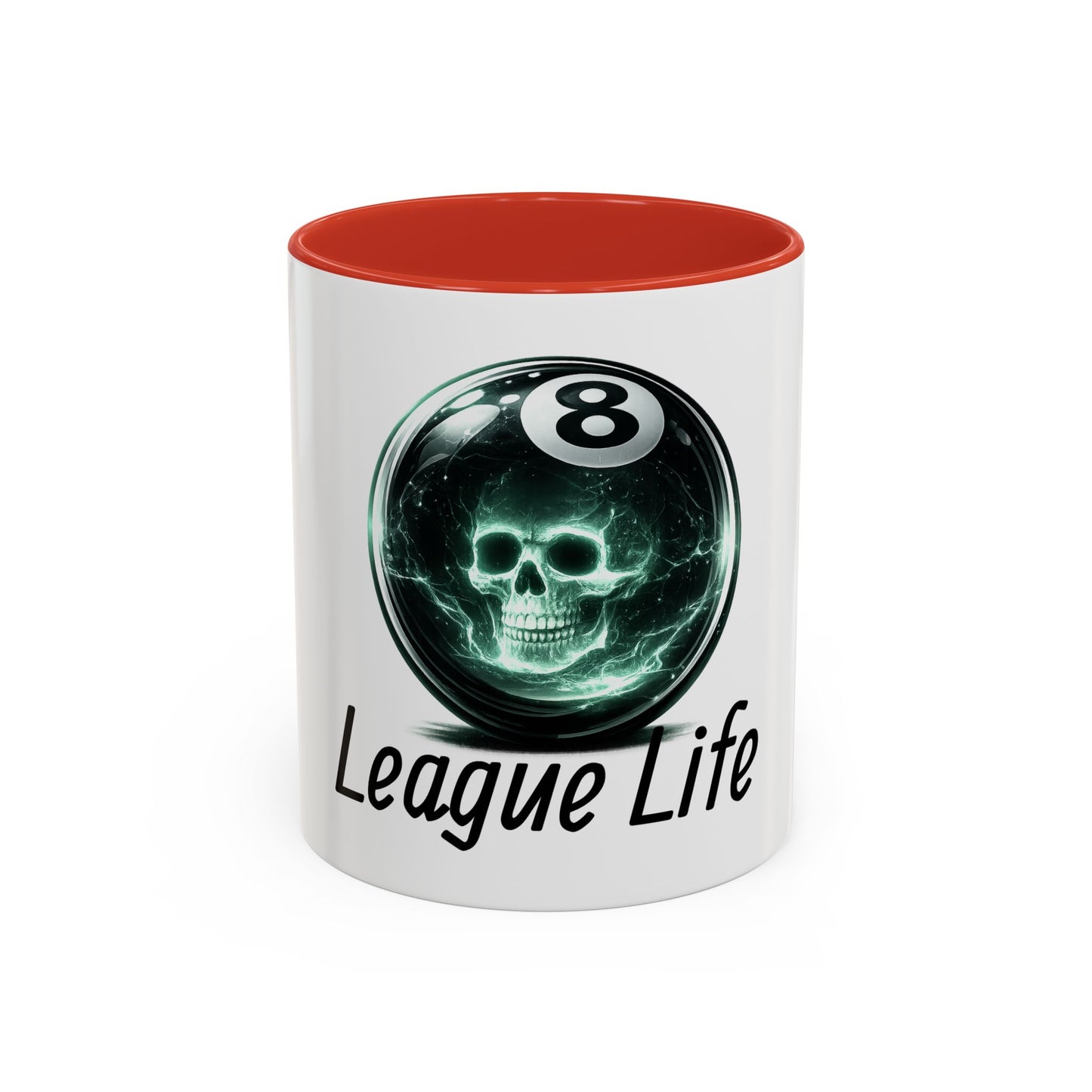 League Life 8-Ball Skull Accent Coffee Mug – Billiards Player Gift