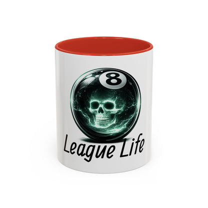 League Life 8-Ball Skull Accent Coffee Mug – Billiards Player Gift