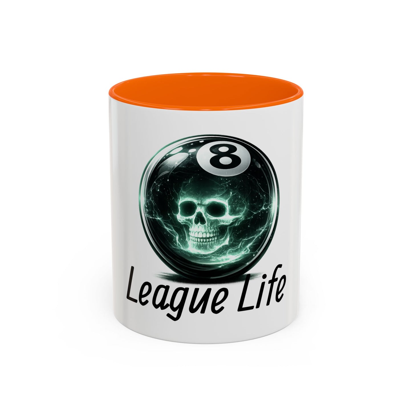 League Life 8-Ball Skull Accent Coffee Mug – Billiards Player Gift