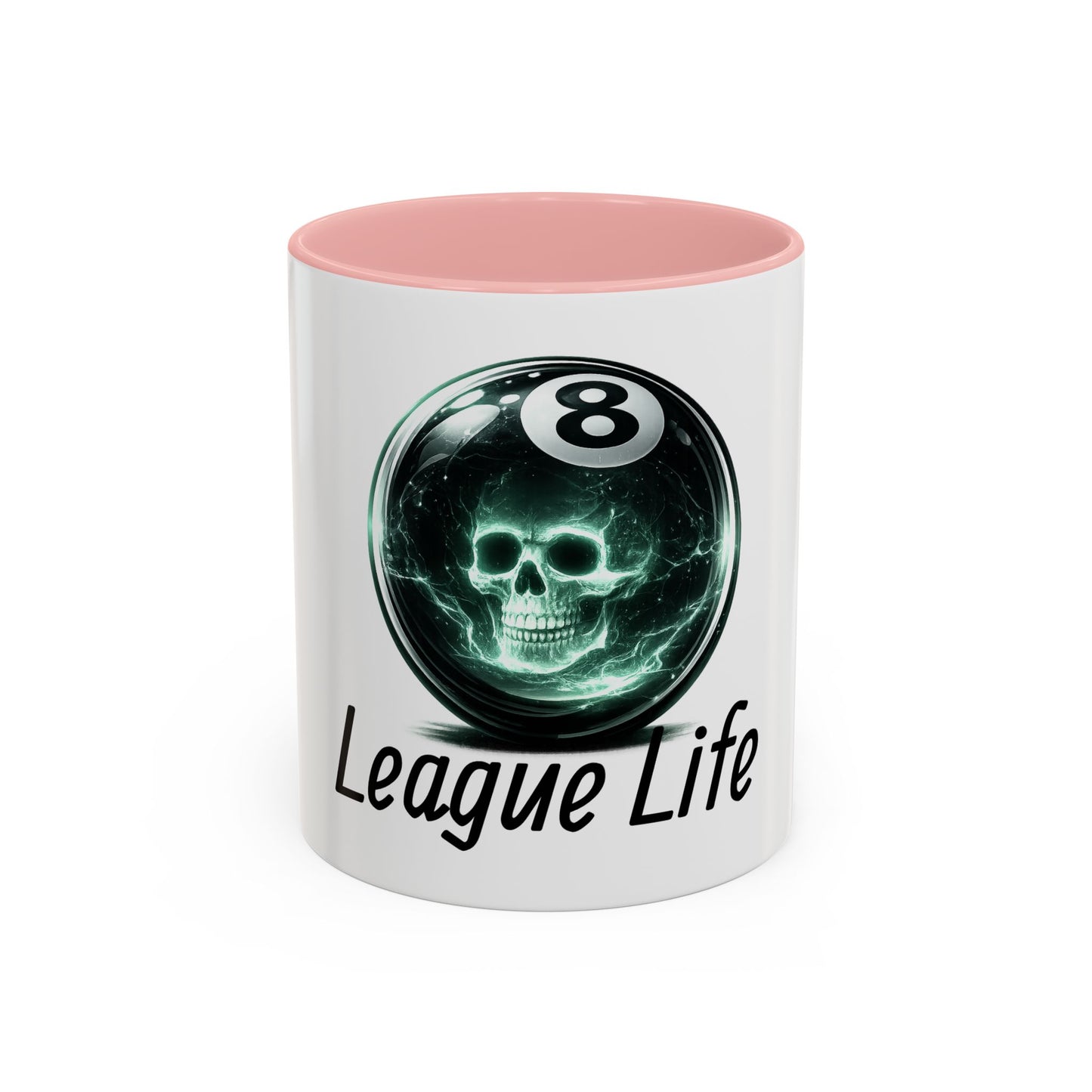 League Life 8-Ball Skull Accent Coffee Mug – Billiards Player Gift
