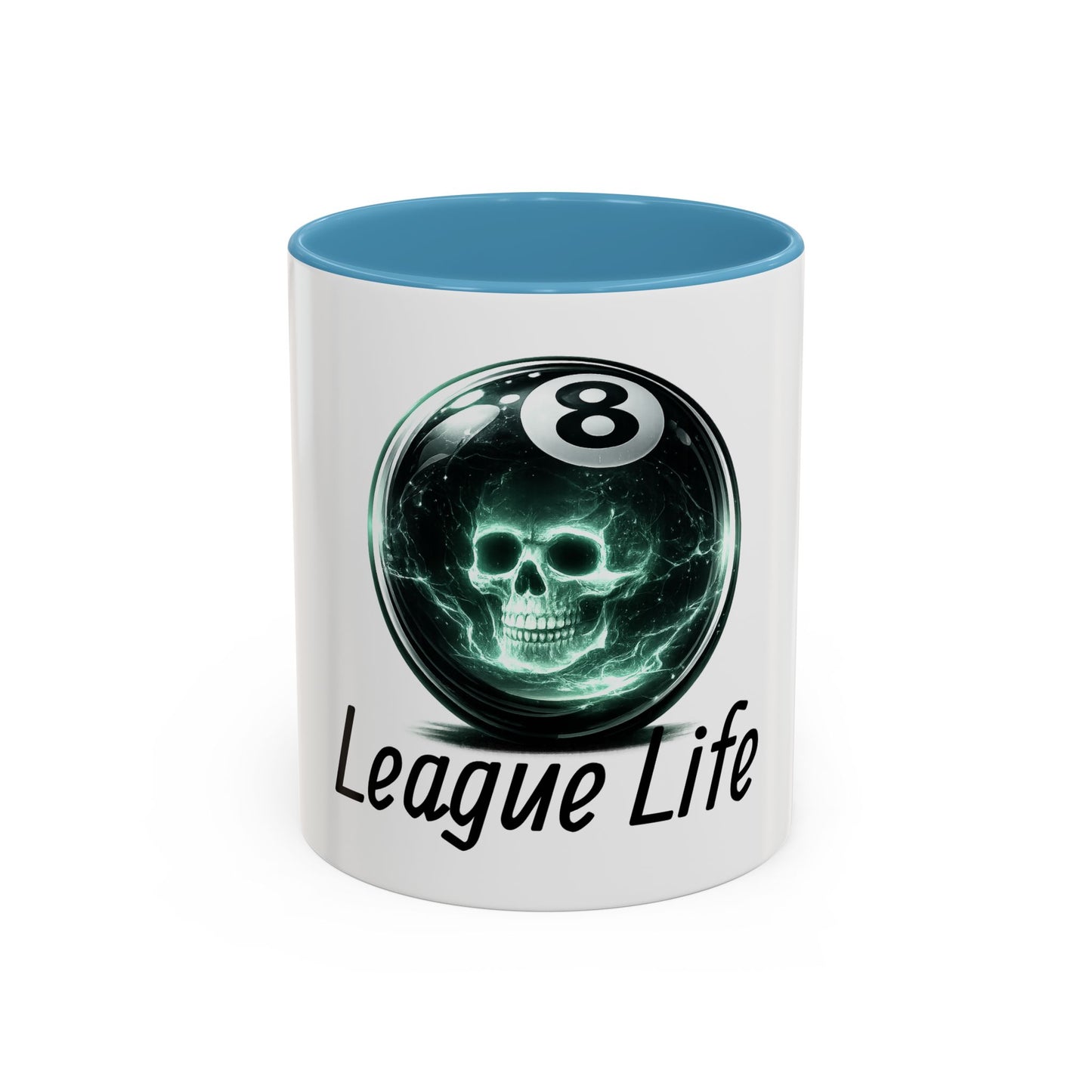 League Life 8-Ball Skull Accent Coffee Mug – Billiards Player Gift