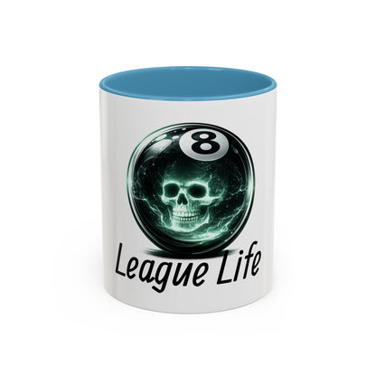 League Life 8-Ball Skull Accent Coffee Mug – Billiards Player Gift