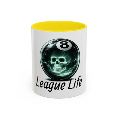 League Life 8-Ball Skull Accent Coffee Mug – Billiards Player Gift