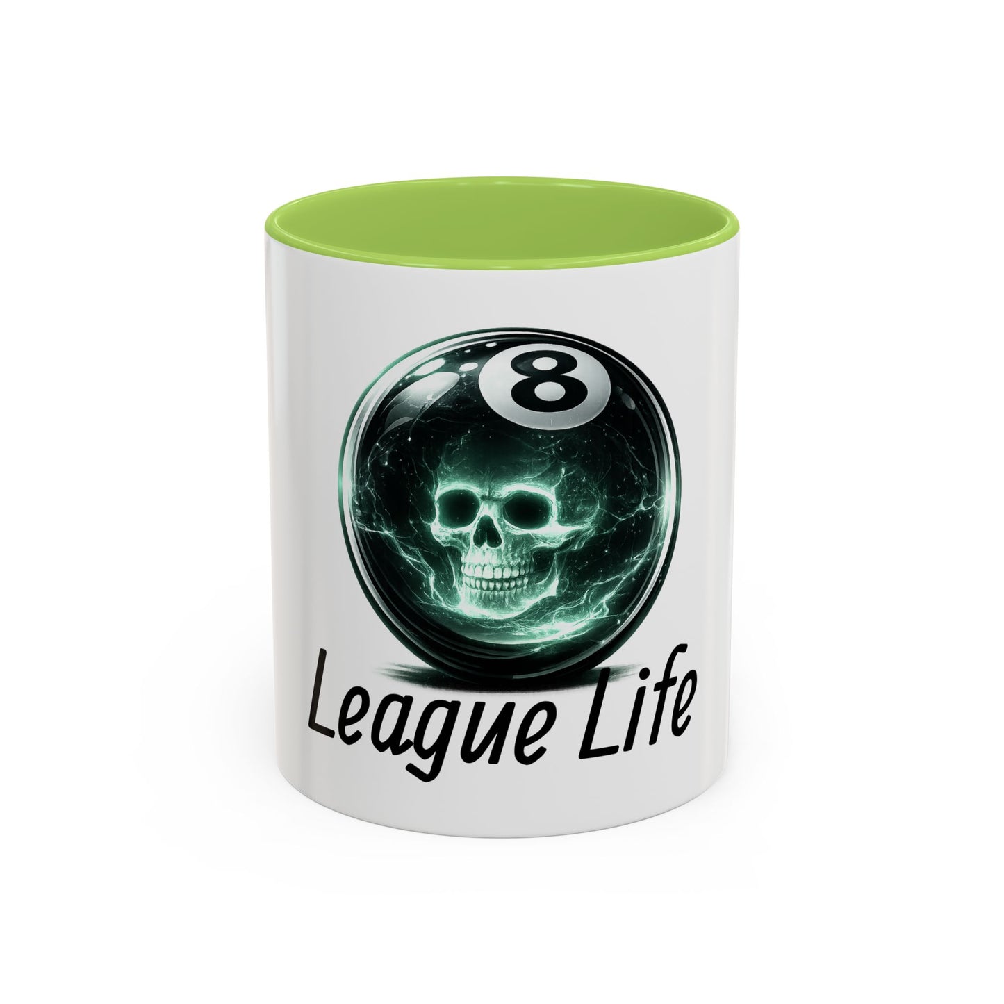 League Life 8-Ball Skull Accent Coffee Mug – Billiards Player Gift