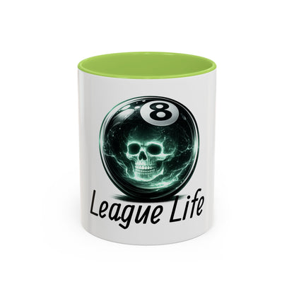 League Life 8-Ball Skull Accent Coffee Mug – Billiards Player Gift