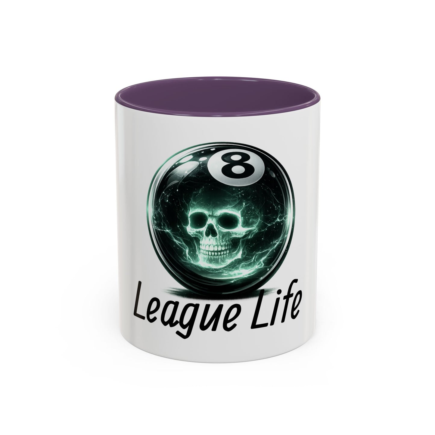 League Life 8-Ball Skull Accent Coffee Mug – Billiards Player Gift
