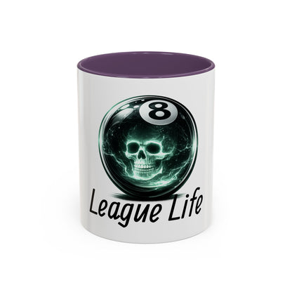 League Life 8-Ball Skull Accent Coffee Mug – Billiards Player Gift