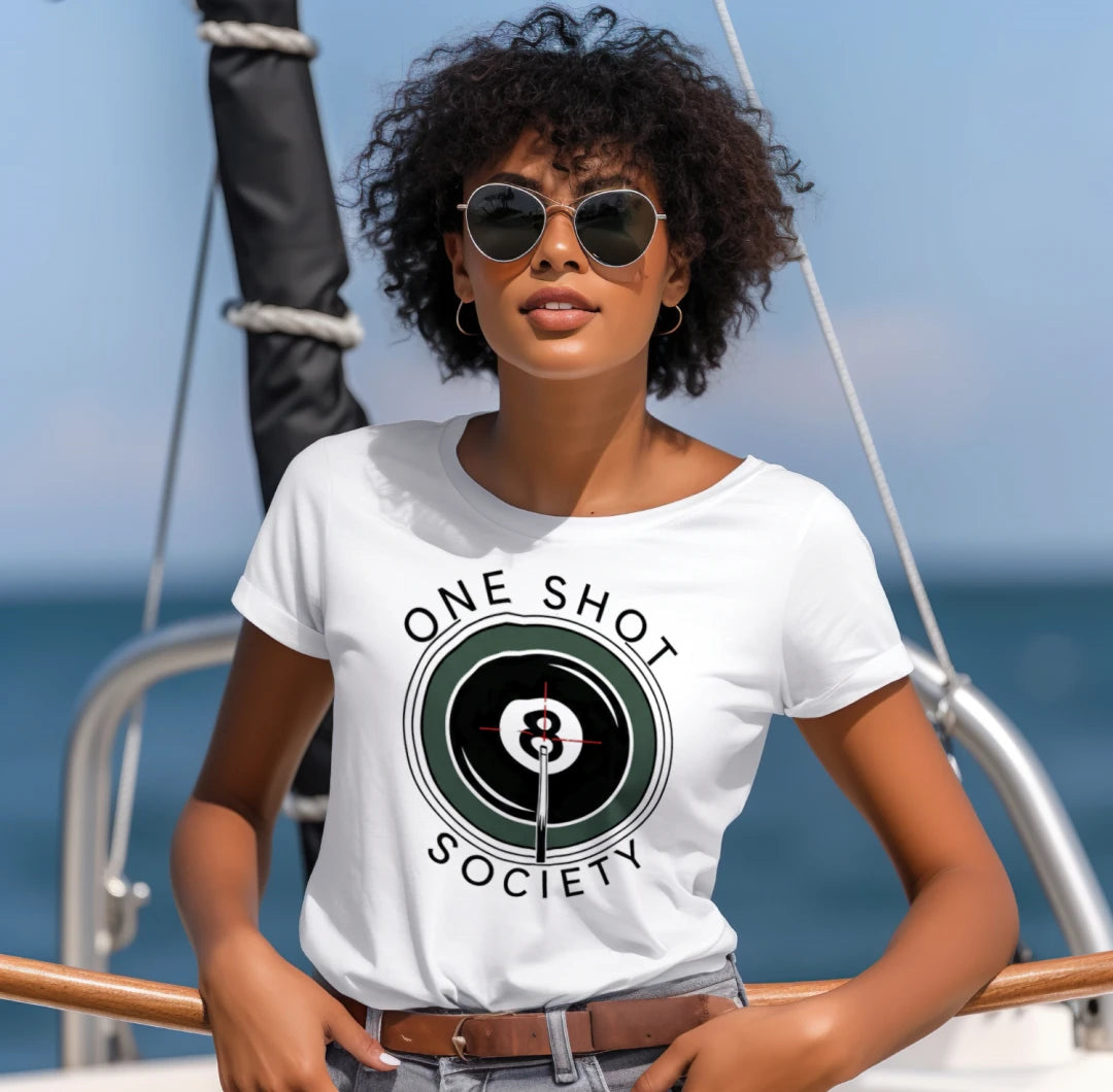 One Shot Society Billiards Shirt | Minimalist Pool Player Tee - Women