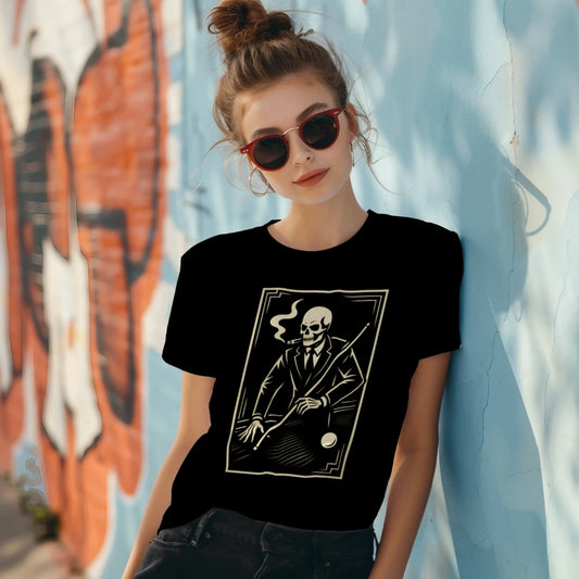 Vintage Skull Pool Hustler Shirt | Noir Billiards Graphic Tee